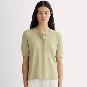 Everlane Henley in Cotton Linen in Eucalyptus - Size M